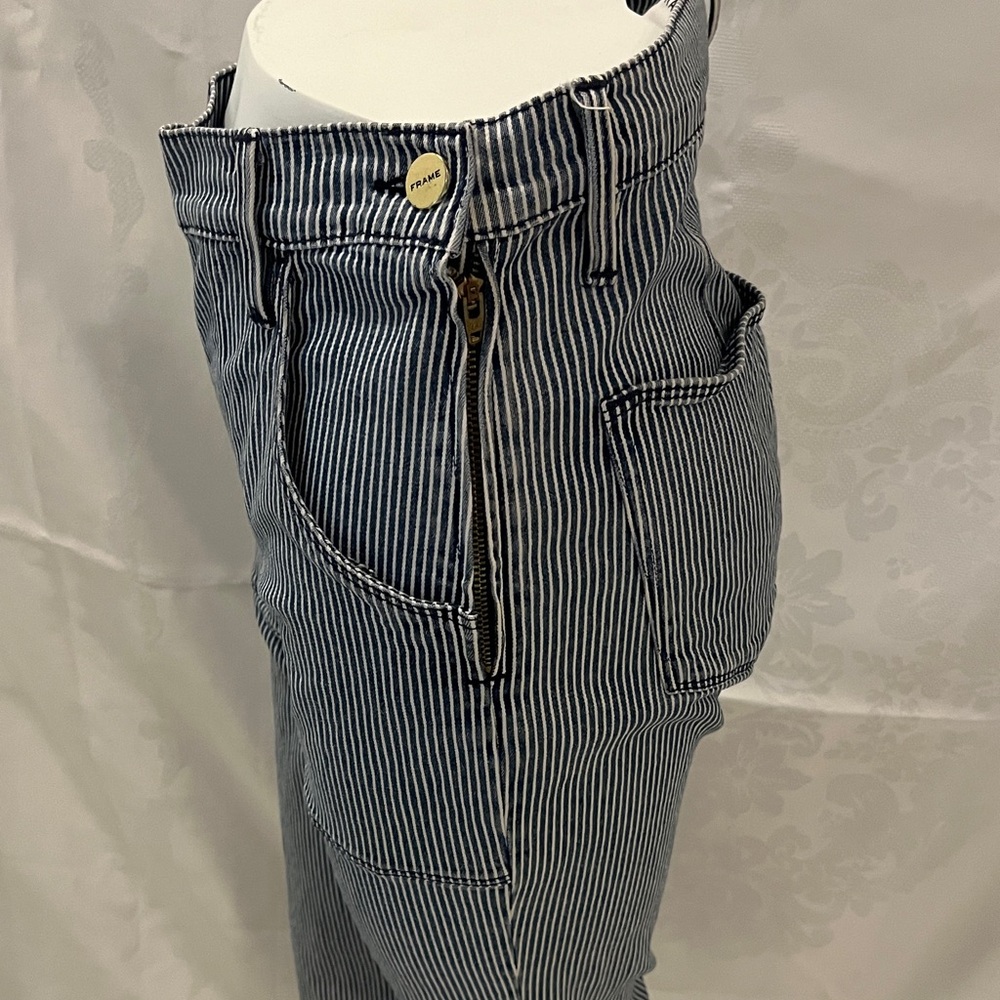 Frame Denim Blue and White Striped Ankle Jeans - Picture 10 of 12